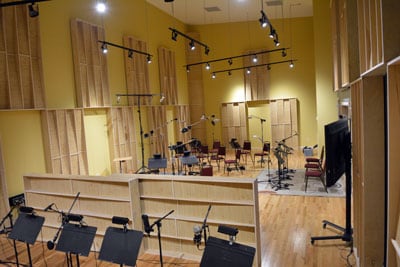 Small orchestra setup in Dan Rudin's recording studio Nashville